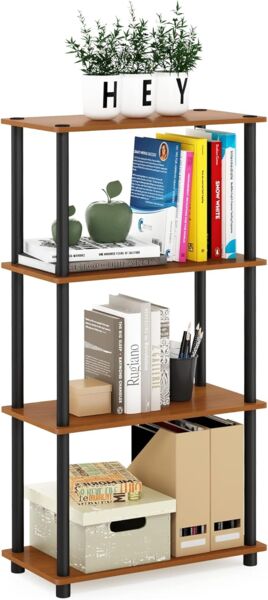 Furinno Turn-N-Tube 4-Stufe Mehrzweck-Regal, Kirsche/Schwarz, 59. 9 (Breite) x 109. 9 (Höhe) x 29. 7 (Tiefe) cm