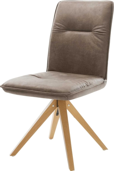 Esszimmerstuhl Vinjo-Flex Mikrofaser Taupe Vintage Holzgestell kantig Natur