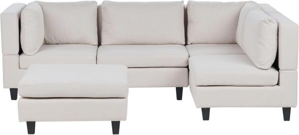 Beliani 'Unstad' Sofa, Beige, Stoff, 72 x 152 x 228 cm, mit Ottomane, Links