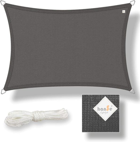 hanSe Marken Sonnensegel Sonnenschutz Schattensegel 2x3m Graphit Rechteck