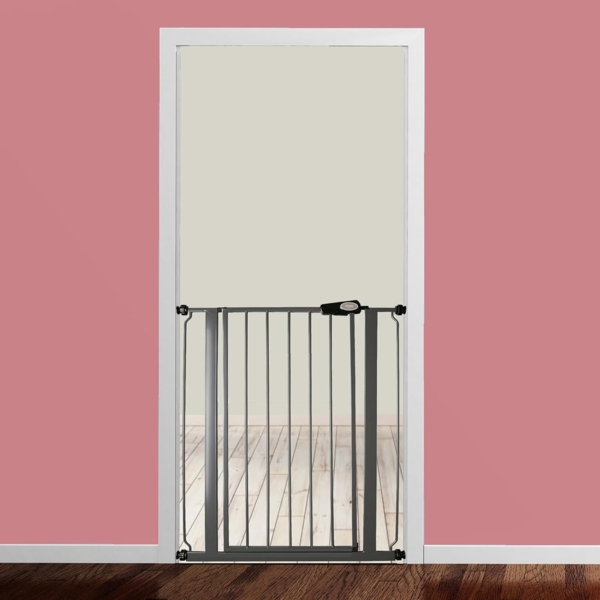 Safetots Extrahoher Metall-Sicherheitsgitter, Druckmontage, 81.4cm - 89cm, Schiefergrau, 104cm Höhe, Extrahohe Treppengitter, Gitter für hohe Babys, Einfache Installation Bild 2