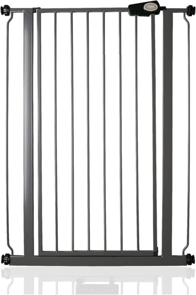 Safetots Extrahoher Metall-Sicherheitsgitter, Druckmontage, 81.4cm - 89cm, Schiefergrau, 104cm Höhe, Extrahohe Treppengitter, Gitter für hohe Babys, Einfache Installation Bild 1