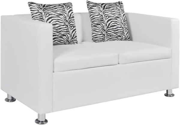 vidaXL 2-Sitzer-Sofa Kunstleder Weiß 242212