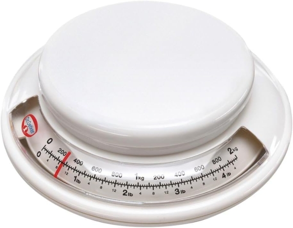 Dr. Oetker - Back-Helfer Küchenwaage analog bis 2kg Weiß (1531) Backwaage Waage
