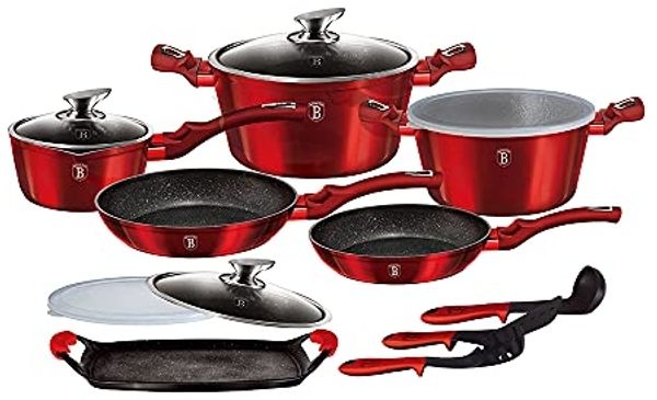 Berlinger Haus Berlinger Haus Satz Töpfe 16 Elemente Metallic Line Burgundy BH6781