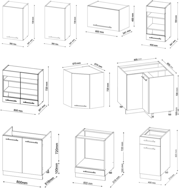 Eckküche Fame-Line Goldkraft Eiche/Anthrazit 190 x 46 cm ohne Arbeitsplatte Vicco Bild 3