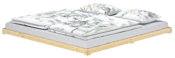 Extra flaches Futonbett 180x200 Kiefer lackiert Ehebett V-60.47K-18ohne Zubehör