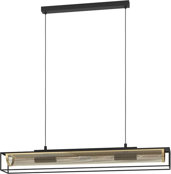 Eglo 43788 Hängeleuchte NOHALES Stahl schwarz, messing E27 4X40W L:112cm B:17cm H:150cm dimmbar