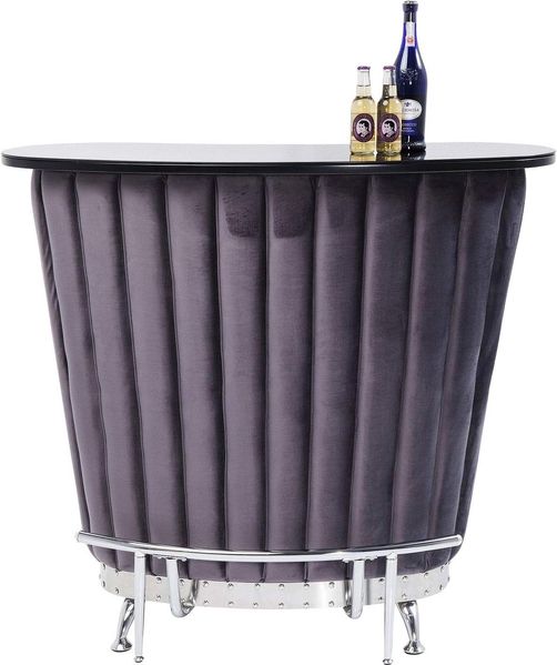 Kare Design Bar After Work Chrom, extravaganter Bartisch, Bartresen, Bartheke mit viel Stauraum, Hausbar Samt, Bar mit Flaschenhalterungen, Lila, One Size