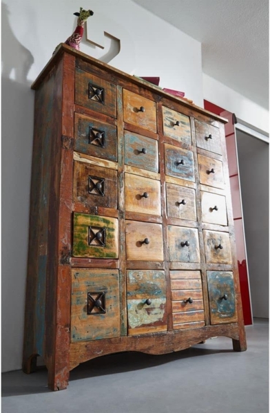 Massivmoebel24 Kommode (Kommode Altholz 125 x 40 x 150 mehrfarbig lackiert NATURE OF SPIRIT #60) Bild 4