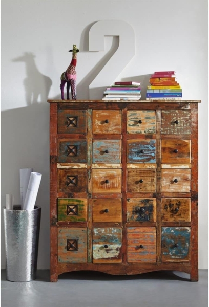 Massivmoebel24 Kommode (Kommode Altholz 125 x 40 x 150 mehrfarbig lackiert NATURE OF SPIRIT #60) Bild 3