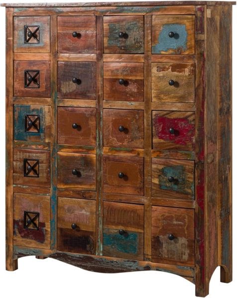 Massivmoebel24 Kommode (Kommode Altholz 125 x 40 x 150 mehrfarbig lackiert NATURE OF SPIRIT #60) Bild 1