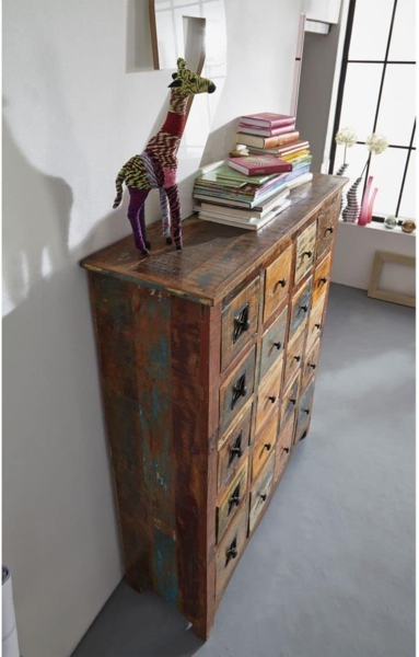 Massivmoebel24 Kommode (Kommode Altholz 125 x 40 x 150 mehrfarbig lackiert NATURE OF SPIRIT #60) Bild 2