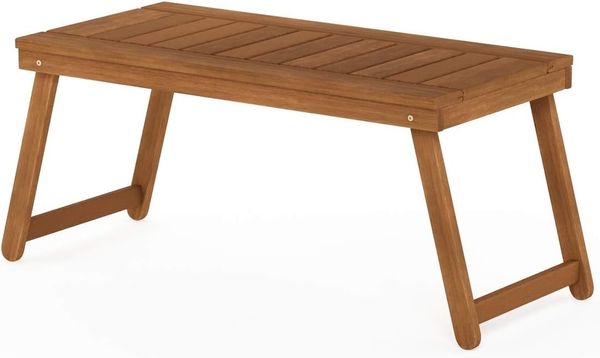 Furinno DALAM Patio-Tisch, klappbarer Outdoor-Beistelltisch mit Latten-Tischplatte, Couchtisch, für Innenbereich, Balkon, Terrasse, Garten, Veranda, Natur