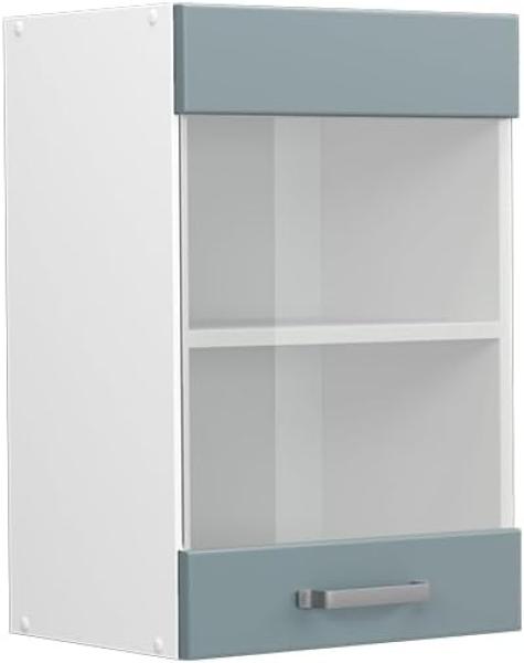 Vicco Küchenschrank Glas R-Line, Blau-Grau/Weiß, 40 cm