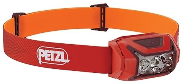 Petzl Actik Stirnband-Taschenlampe Rot Tasten Akkustand IPX4 LED