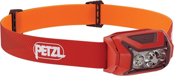 Petzl Actik Stirnband-Taschenlampe Rot Tasten Akkustand IPX4 LED