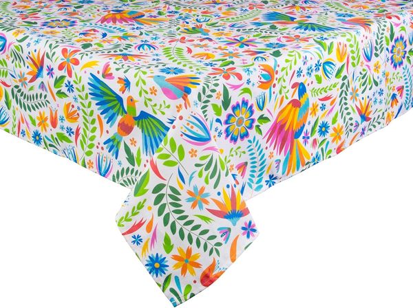 Excelsa Mexican Flowers Rechteckige Tischdecke, 140x180 cm, Baumwolle, Polyester, maschinenwaschbar