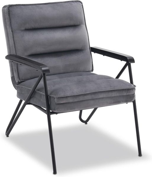 M MCombo Grau Relaxsessel, bequemer Polstersessel, moderner Wohnzimmerstuhl, Fernsehsessel, Samt, 4750-1 (ohne Hocker)