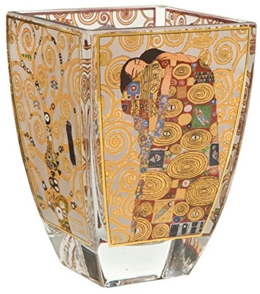 Goebel / Gustav Klimt - Die Erfüllung,Windlicht,Gold,8,0cm x 8,0cm x 11,0cm / Glas / 8,0cm x 8,0cm x 11,0cm