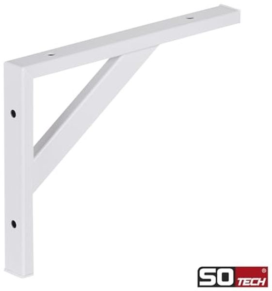 SO-TECH® Wandregalhalter Schwerlastkonsole Schwerlastwinkel Regalwinkel Wandkonsole, Spar-Set 2-tlg, Stahl, Tragkraft 75 kg / Paar, 295 x 215 mm weiß Bild 6