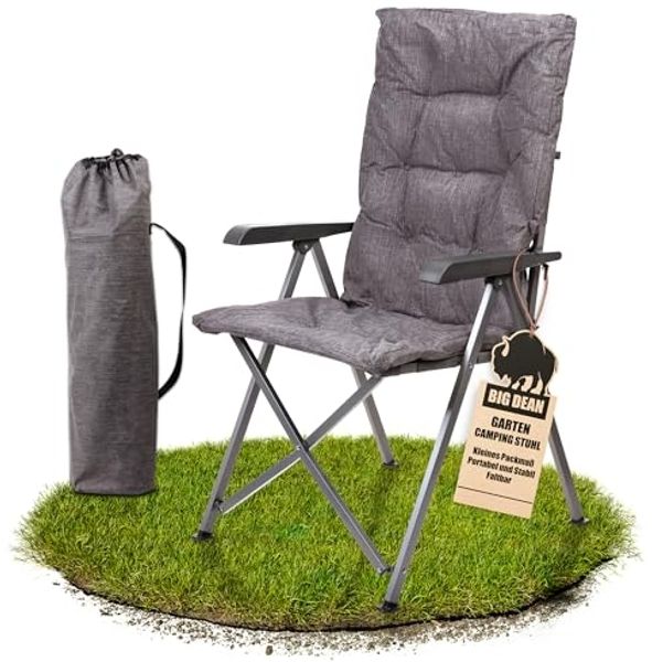 BigDean Campingstuhl Bequemer Campingstuhl faltbar Rückenlehne verstellbar (Packung, 1 St), Luxus Faltstuhl, Wasserabweisend, Uv-Beständig