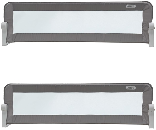 ABUS Bettgitter Eric für Babys und Kinder - Rausfallschutz für Elternbetten, Kinderbetten, Familienbetten - faltbar für Reisen - 2er Set (150 cm) - Grau