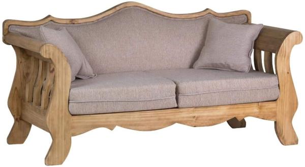 MiaMöbel Mexico Sofa 2-Sitzer 100% Baumwolle, Massivholz Pinie Landhaus Mexiko Möbel Mexikanisch