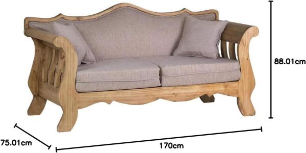MiaMöbel Mexico Sofa 2-Sitzer 100% Baumwolle, Massivholz Pinie Landhaus Mexiko Möbel Mexikanisch Bild 2