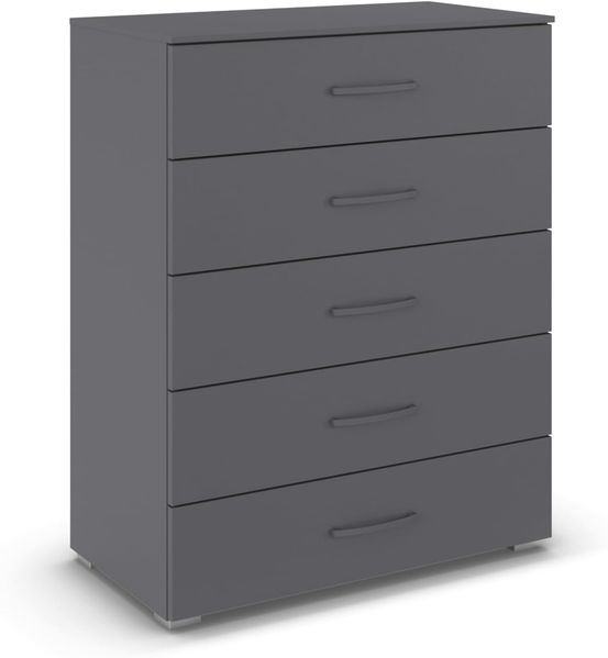 rauch Aditio Box, Kommode, 5 Schubladen, mit Softclose-Funktion, Farbe Grau metallic, BxHxT 80x100x43cm