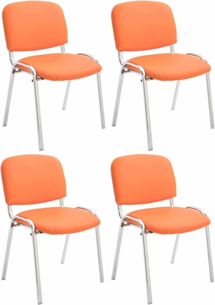 CLP 4er Set Stühle Ken Chrom Kunstleder gepolstert,orange