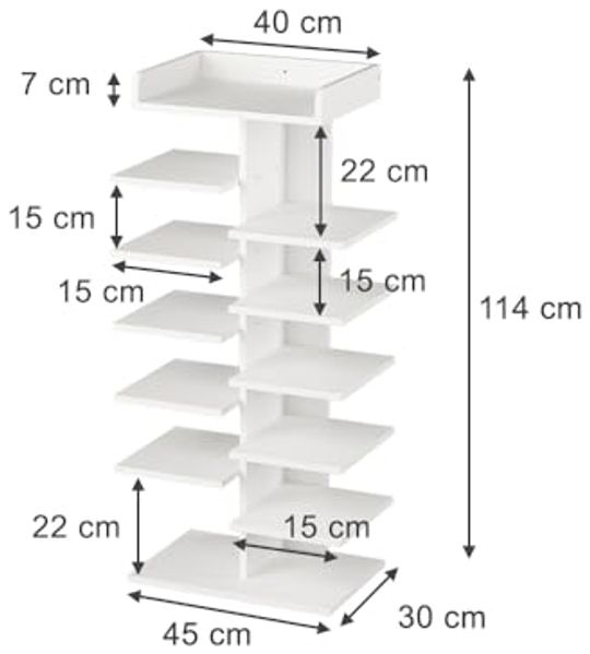 Schuhschrank Stepy Weiß 45 x 114 cm mit 10 Fächern Vicco Bild 3