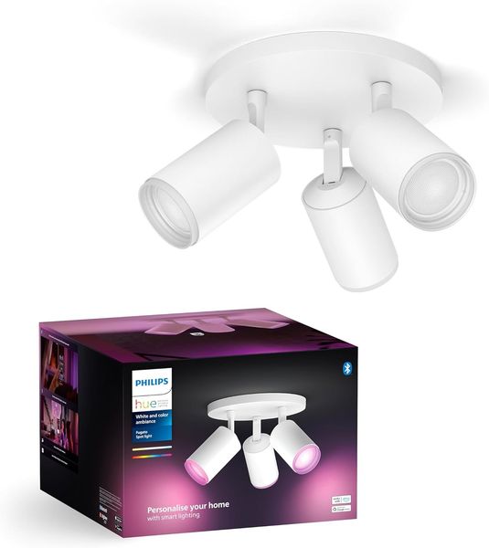 Philips Hue White & Color Ambiance Fugato Spot 3 flg. weiß 3x350lm, dimmbar, 16 Mio. Farben, steuerbar via App, kompatibel mit Amazon Alexa (Echo, Echo Dot)