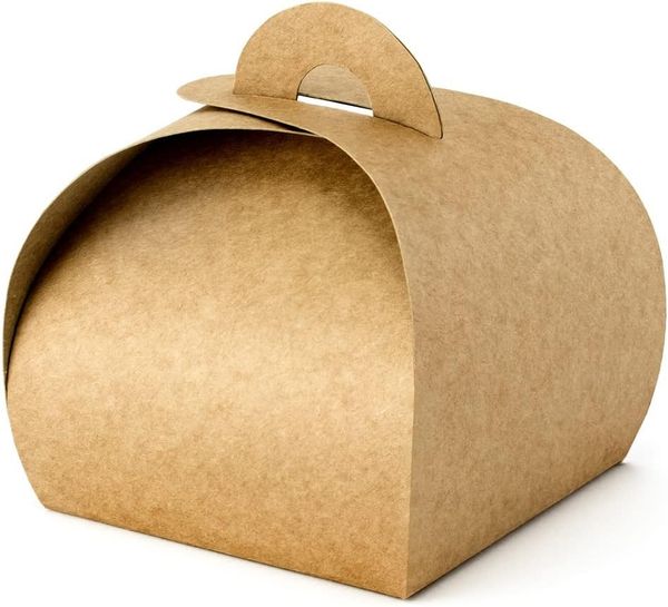 partydeco Geschenkbox, Geschenkbox für Gastgeschenke 8.5x7cm abgerundet 10er Set braun