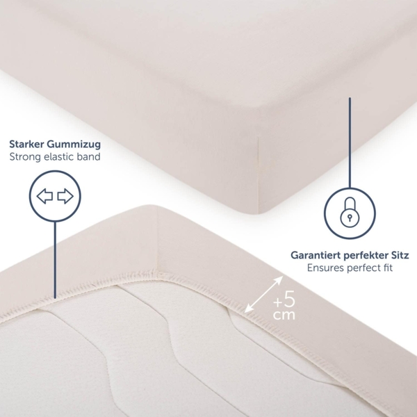 Blumtal® Premium Jersey Matratze Spannbettlaken 160x200 cm, Oeko-TEX Zertifiziert, Superweiches 100% Baumwolle Bettlaken, bis 22cm Matratze höhe, Moonlight Grey - Grau Bild 4