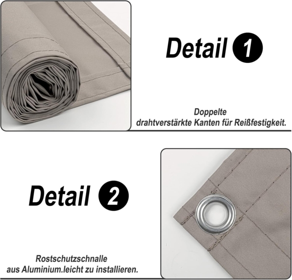 SUNNY GUARD Balkon Sichtschutz 65x1000 cm Balkonverkleidung Balkonabdeckung Balkonumspannungen,UV-Schutz,Wind und wasserdicht,Geeignet für Balkon,Garten,mit Kabelbinder,Taupe,Benutzerdefinierte Bild 3