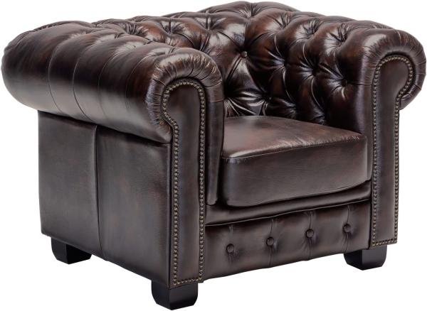 Sessel Chesterfield Echtleder braun