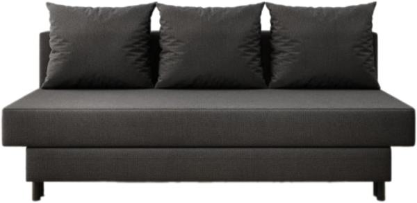 Designer Sofa Lino mit Schlaffunktion Stoff Schwarz