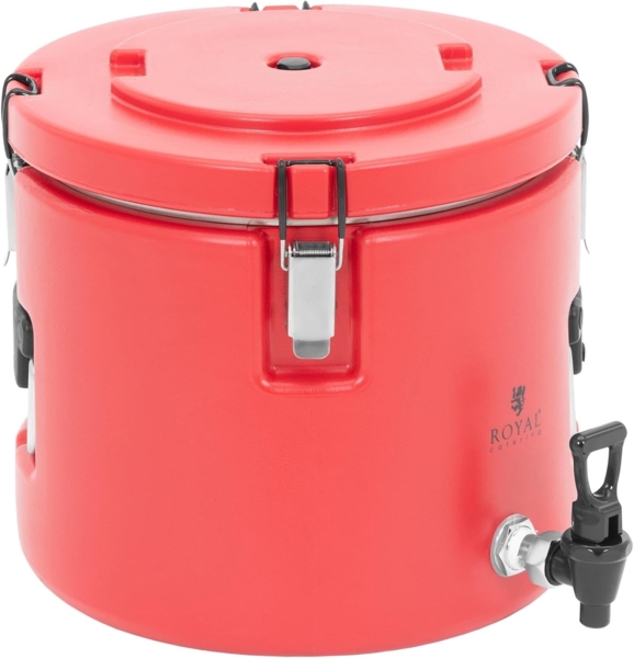 Royal Catering Thermobehälter Thermobox Warmhaltebehälter Ablasshahn 15 L, Edelstahl, Kunststoff, verschiedene Größen