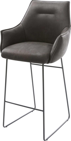 Barstuhl Alja-Flex Mikrofaser Anthrazit Vintage Kufengestell Metall Schwarz Taschenfederkern