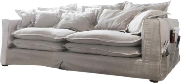 Big-Sofa Noelia Elfenbeinfarben 240x145 cm mit Kissen Hussensofa Sofa Couch