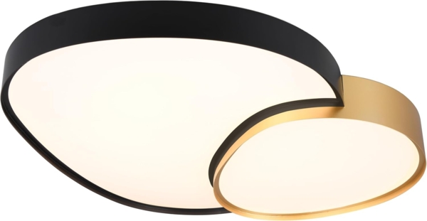 Große LED Deckenleuchte RISE mit Fernbedienung Schwarz Gold, Breite 77cm