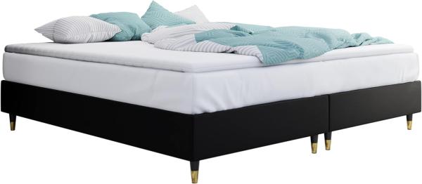 Boxspringbett Sauro Gold für Wandpaneel, Schwarz, 180 x 200 cm