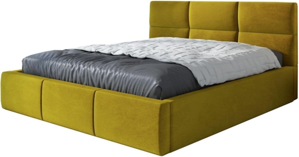 Polsterbett EMILI 90x200 mit Matratze, Bettkasten und Lattenrost. Farbe: Bernesteigraun 34