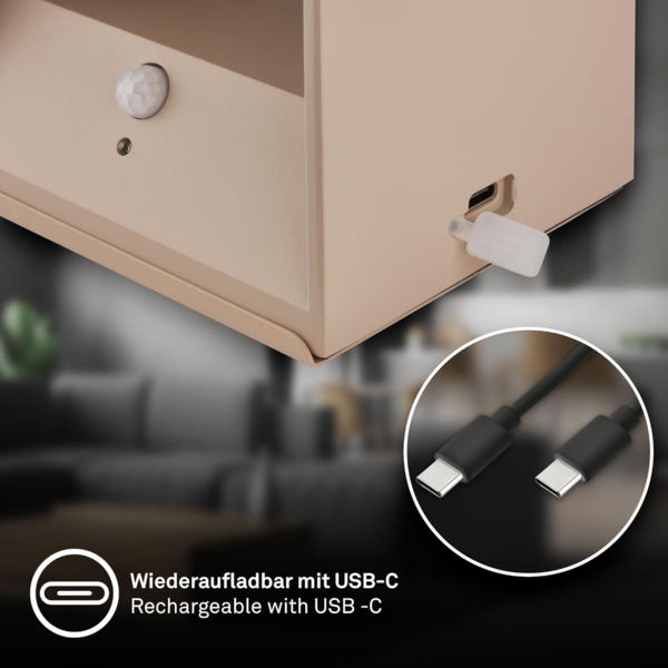 BRILONER Sticklights - LED Wandleuchte ohne Stromanschluss und ohne Bohren mit Bewegungsmelder, Akku, magnetisch abnehmbar, Wandlampe zum Kleben, Leselampe, Wohnzimmerlampe, Flur, 10 x 8 x 10 cm, Beige Bild 7