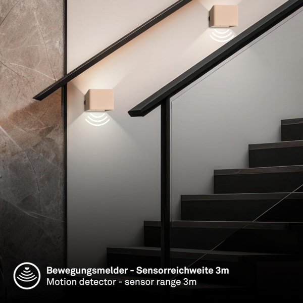 BRILONER Sticklights - LED Wandleuchte ohne Stromanschluss und ohne Bohren mit Bewegungsmelder, Akku, magnetisch abnehmbar, Wandlampe zum Kleben, Leselampe, Wohnzimmerlampe, Flur, 10 x 8 x 10 cm, Beige Bild 4