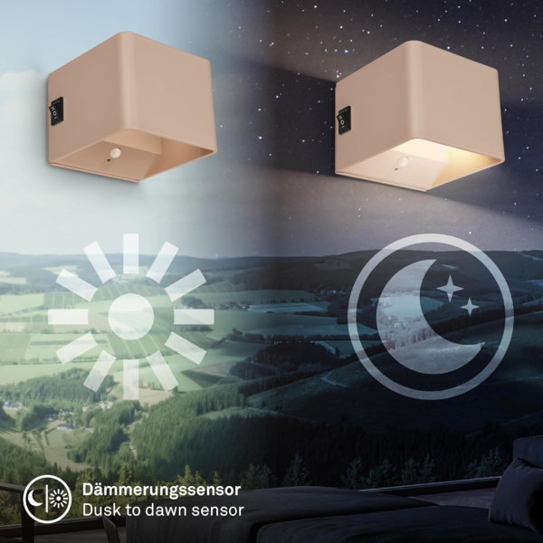 BRILONER Sticklights - LED Wandleuchte ohne Stromanschluss und ohne Bohren mit Bewegungsmelder, Akku, magnetisch abnehmbar, Wandlampe zum Kleben, Leselampe, Wohnzimmerlampe, Flur, 10 x 8 x 10 cm, Beige Bild 8