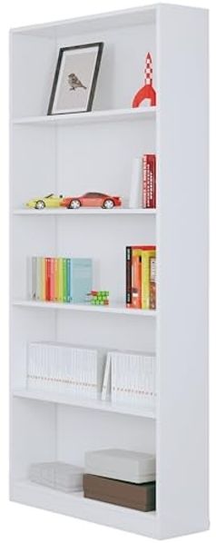 Lineares Bücherregal mit fünf Regalen, weiße Farbe, 80 x 201 x 28 cm Bild 4