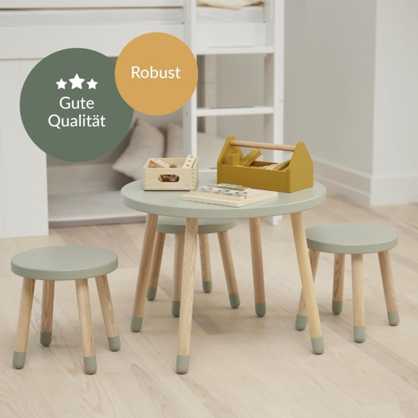 Flexa Dots Kindertisch mit Punkten für Kinderzimmer | FSC-Zertifiziert aus MDF und Eschenholz | Kann auch als Kaffeetisch benutzt Werden | B: 60 cm und H: 47 cm (Farbe: Naturgrün) Bild 4