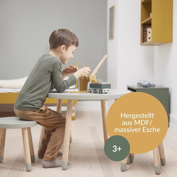 Flexa Dots Kindertisch mit Punkten für Kinderzimmer | FSC-Zertifiziert aus MDF und Eschenholz | Kann auch als Kaffeetisch benutzt Werden | B: 60 cm und H: 47 cm (Farbe: Naturgrün) Bild 6